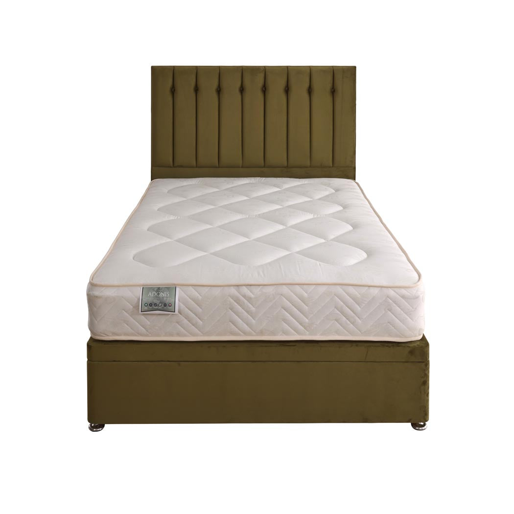 Adonis Coil Sprung Ottoman Side Lift Bed Set – front view, storage closed