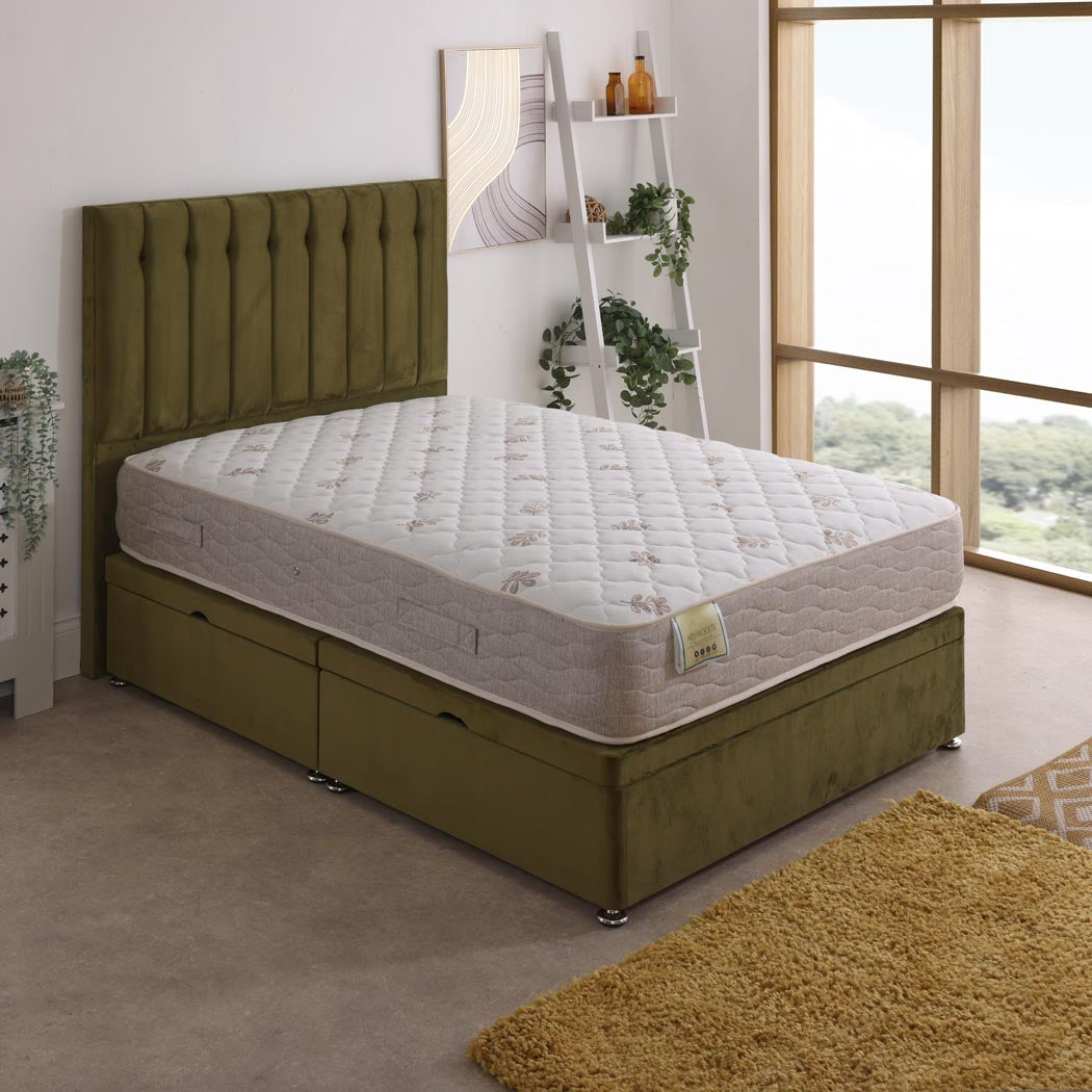 Aphrodite Coil Sprung Ottoman Side Lift Bed Set – styled in a bedroom