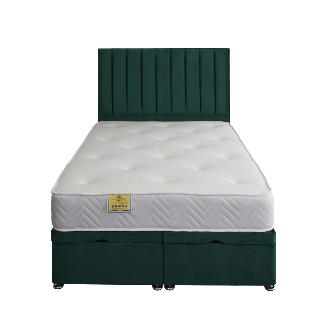 Ares Memory Coil Sprung Ottoman End Lift Bed Set – front view
