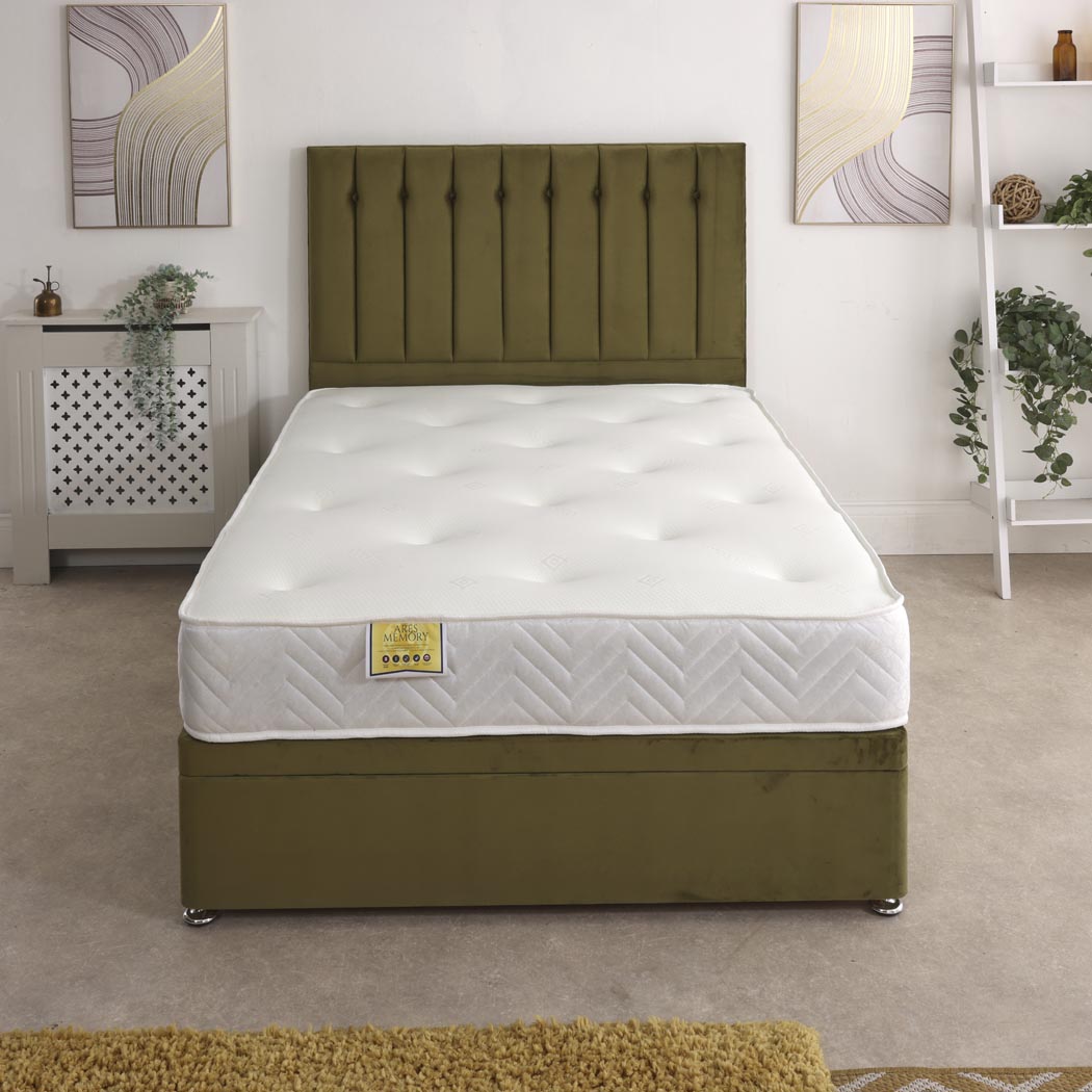 Ares Memory Coil Sprung Ottoman Side Lift Bed Set – front view