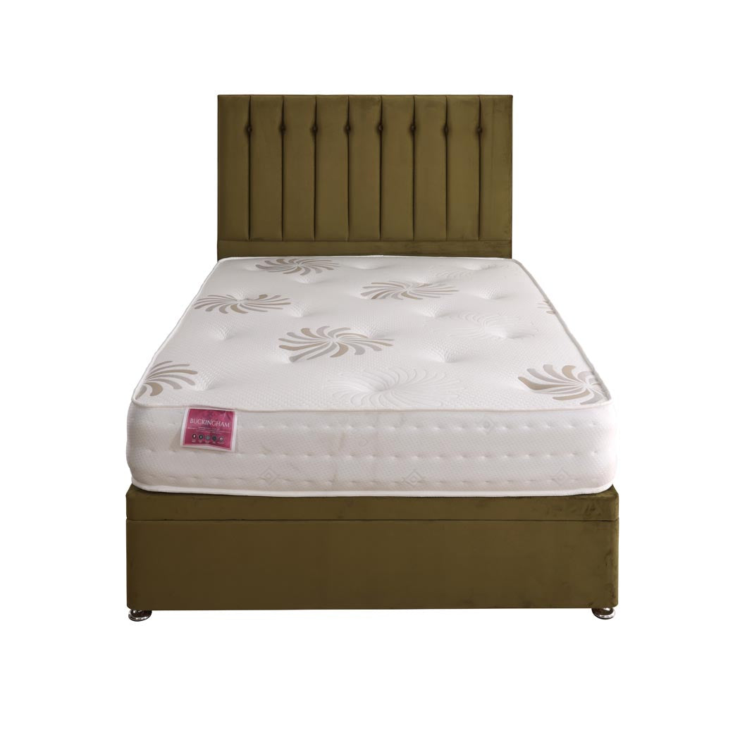 Buckingham Coil Sprung Ottoman Side Lift Bed Set – front view, storage closed