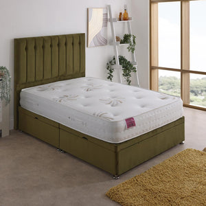 Buckingham Coil Sprung Ottoman Side Lift Bed Set – angled view, storage closed