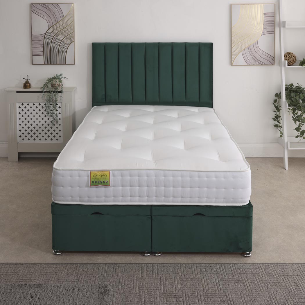 Calypso 1500 Pocket Sprung Ottoman End Lift Bed Set – front view, storage closed