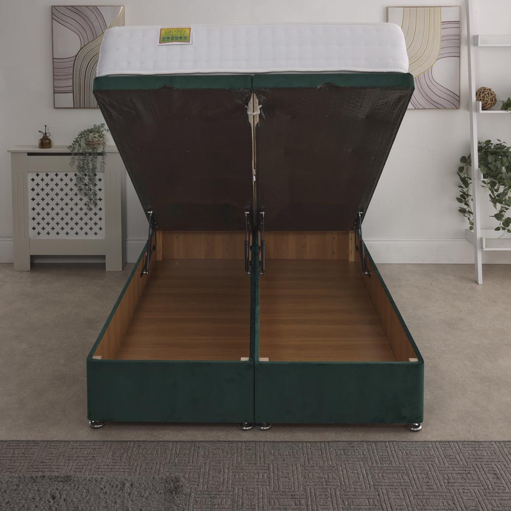 Calypso 1500 Pocket Sprung Ottoman End Lift Bed Set – front view, storage open