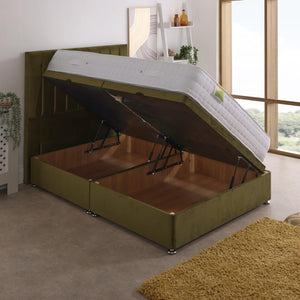 Calypso 1500 Pocket Sprung Ottoman Side Lift Bed Set – angled view, storage open