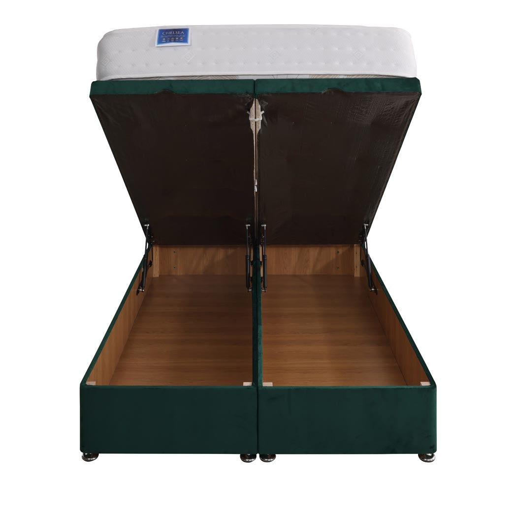 Chelsea 1500 Pocket Sprung Ottoman End Lift Bed Set – front view, storage open