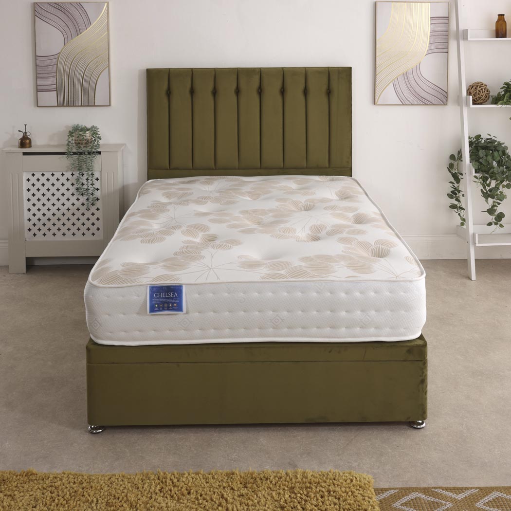 Chelsea 1500 Pocket Sprung Ottoman Side Lift Bed Set – front view, storage closed