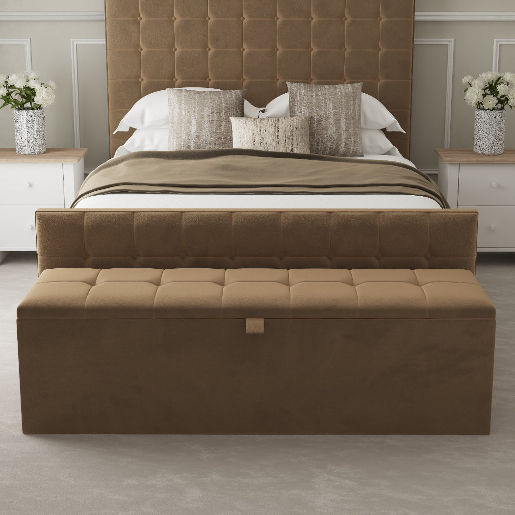 Colorado Fabric Upholstered Blanket Box – styled in a bedroom