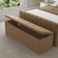 Colorado Fabric Upholstered Blanket Box – angled view, storage open