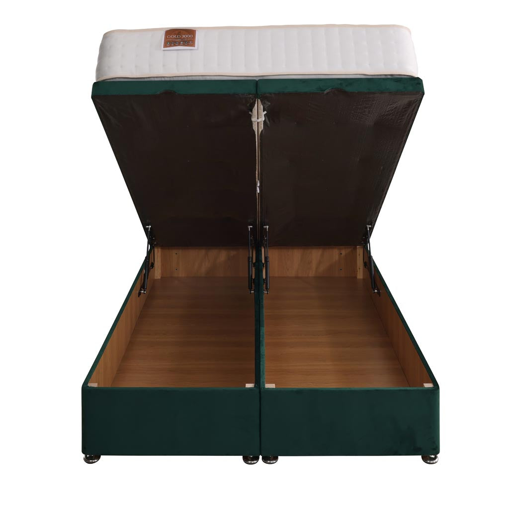 Comfort Gold 3000 Pocket Sprung Intelligent Memory Ottoman End Lift Bed Set – front view, storage open