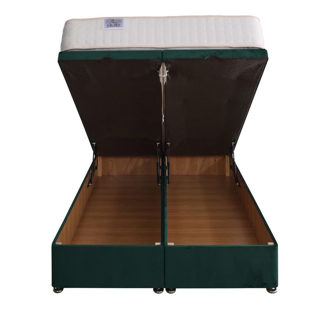 Comfort Silver 2000 Fibre And Pocket Sprung Ottoman End Lift Bed Set – front view, storage open