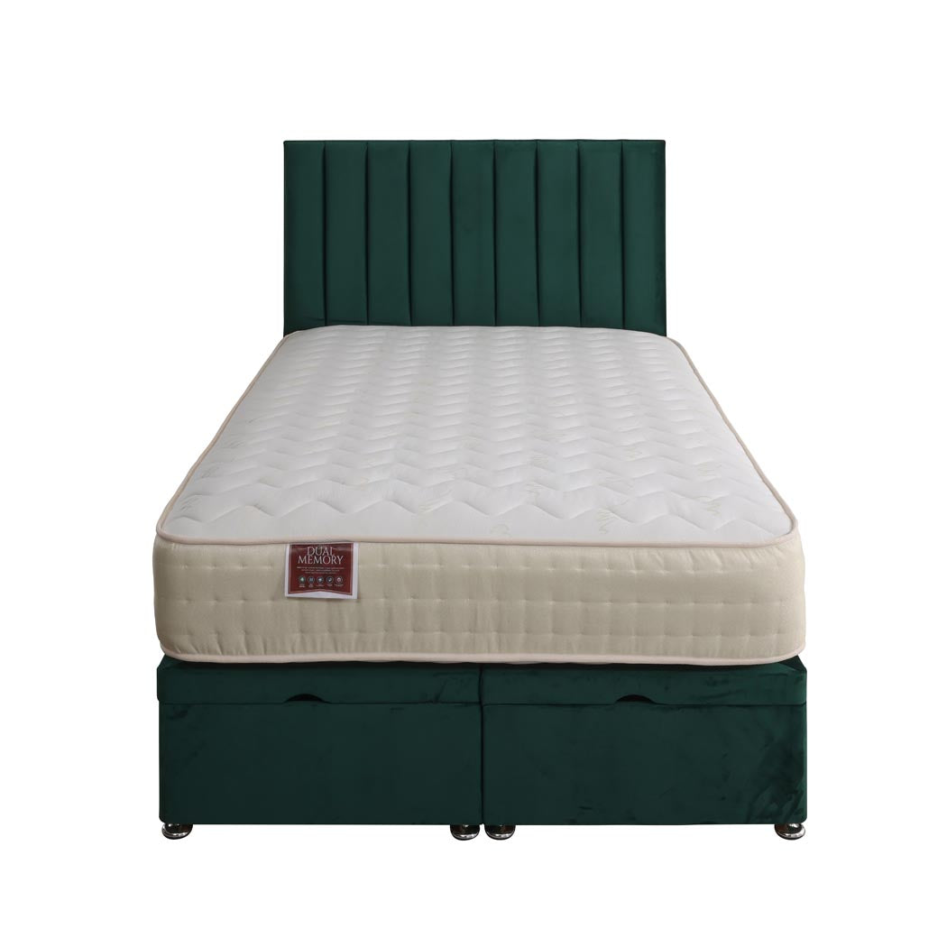 Dual Memory 1500 Pocket Sprung Ottoman End Lift Bed Set – front view, storage closed