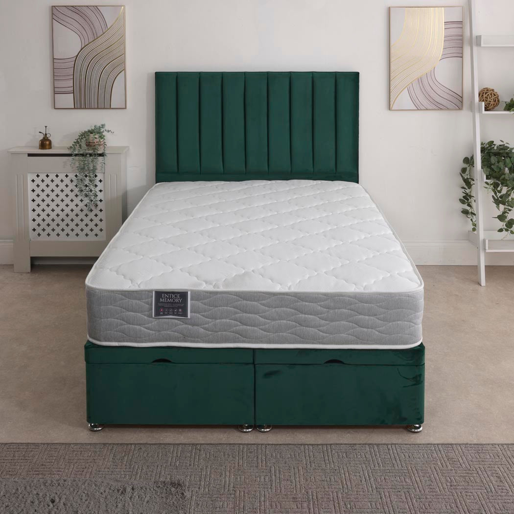 Entice Memory Coil Sprung Ottoman End Lift Bed Set – front view