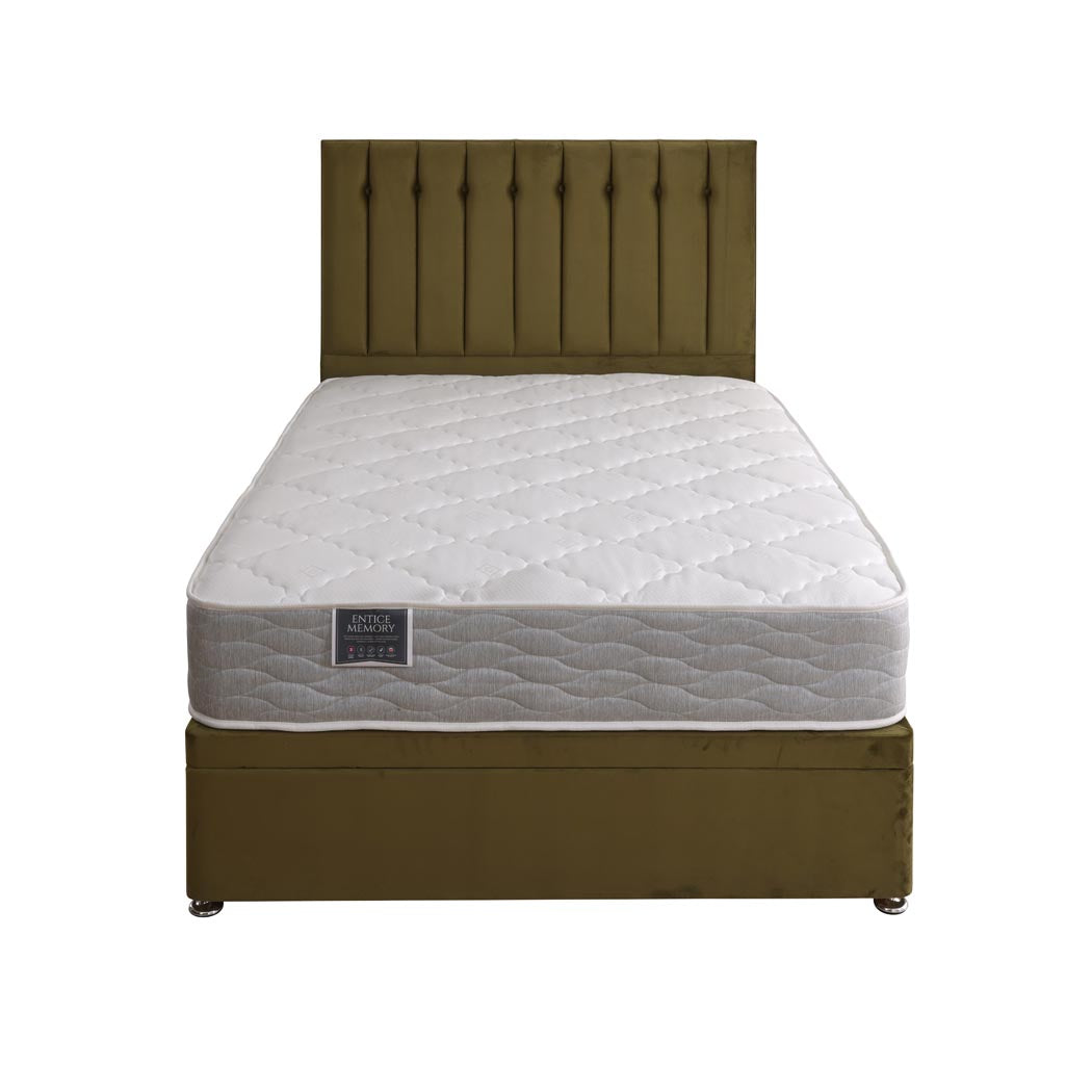 Entice Memory Coil Sprung Ottoman Side Lift Bed Set – front view