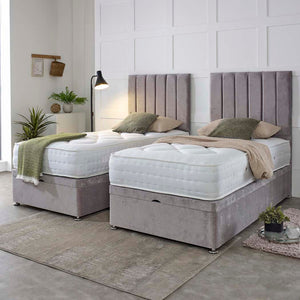 Essential Guest Hotel Zip and Link 1500 Pocket Sprung Ottoman Divan Bed Set – styled in a bedroom