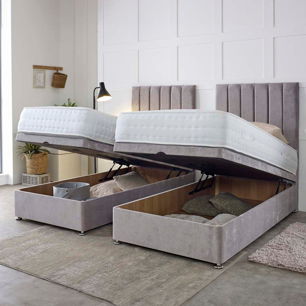 Essential Guest Hotel Zip and Link 2000 Pocket Sprung Ottoman Divan Bed Set – side view, storage open