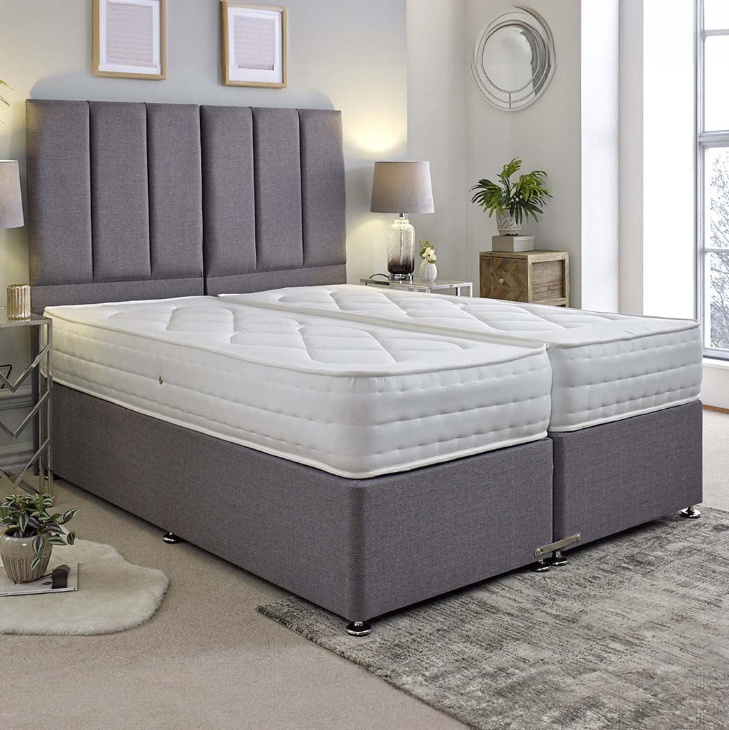Essentials Guest Hotel Zip and Link 1500 Pocket Sprung Divan Bed Set – angled view