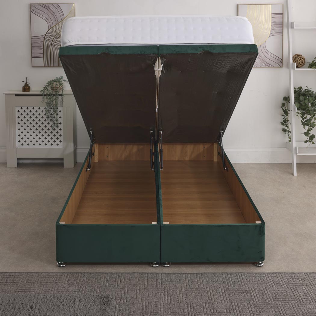Essential Guest 1500 Pocket Sprung Ottoman End Lift Bed Set – rear view, storage open
