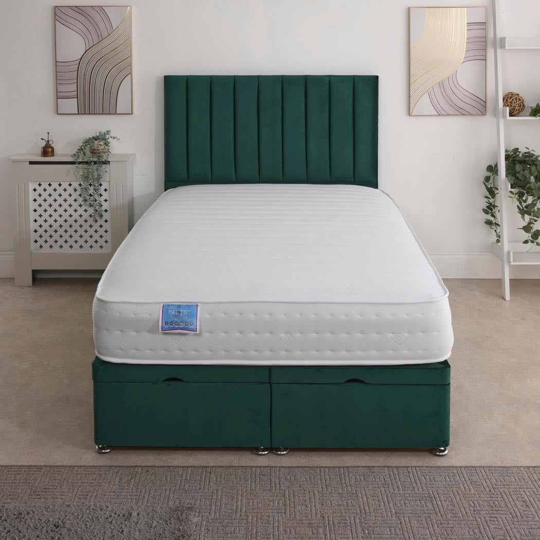 Gel Tec 1500 Pocket Sprung Ottoman End Lift Bed Set – front view