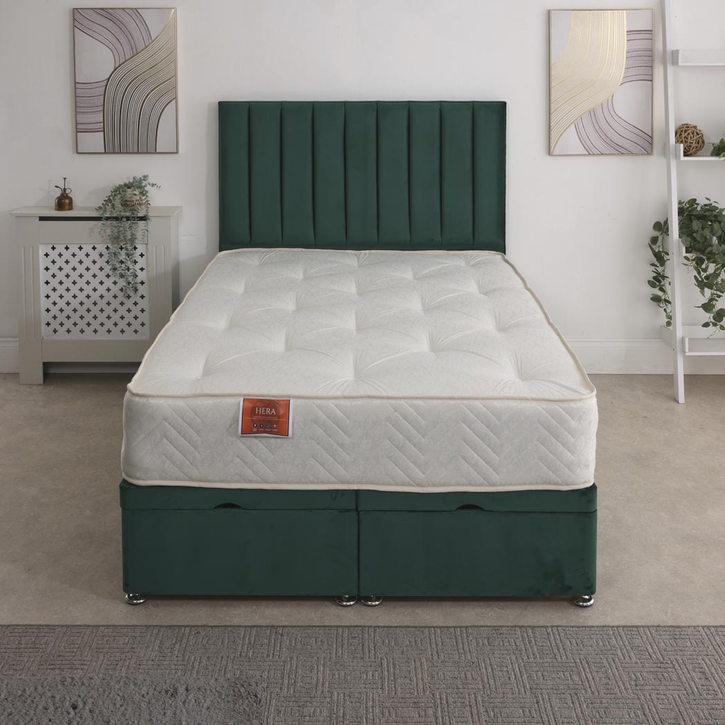 Hera Orthopaedic Coil Sprung Ottoman End Lift Bed Set – front view