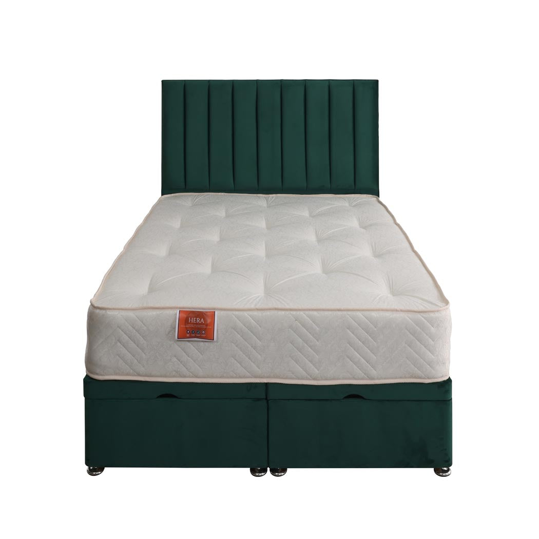 Hera Orthopaedic Coil Sprung Ottoman End Lift Bed Set – front view, storage closed