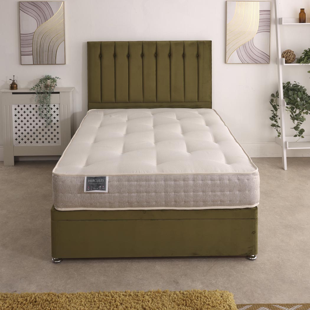 Hercules 1500 Pocket Sprung Ottoman Side Lift Bed Set – front view, styled in a bedroom