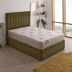 Hercules 1500 Pocket Sprung Ottoman Side Lift Bed Set – angled view, styled in a bedroom