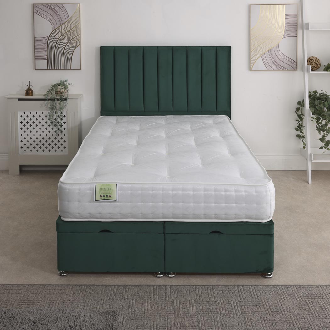 Jubilee 1000 Pocket Sprung Ottoman End Lift Bed Set – front view, storage closed