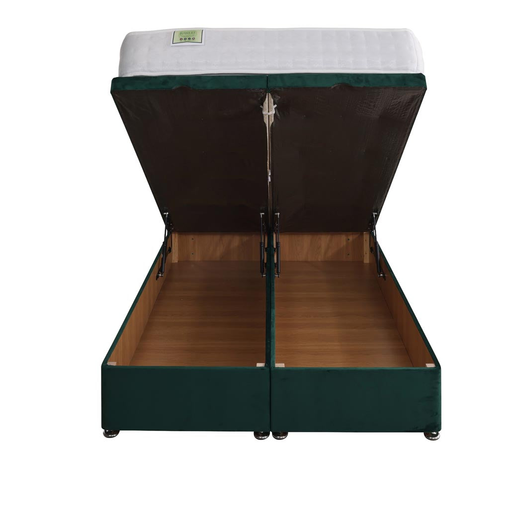 Jubilee 1000 Pocket Sprung Ottoman End Lift Bed Set – front view, storage open