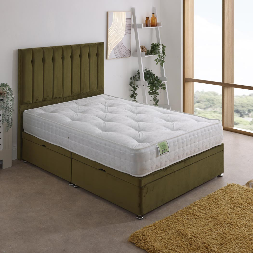 Jubilee 1000 Pocket Sprung Ottoman Side Lift Bed Set – styled in a bedroom