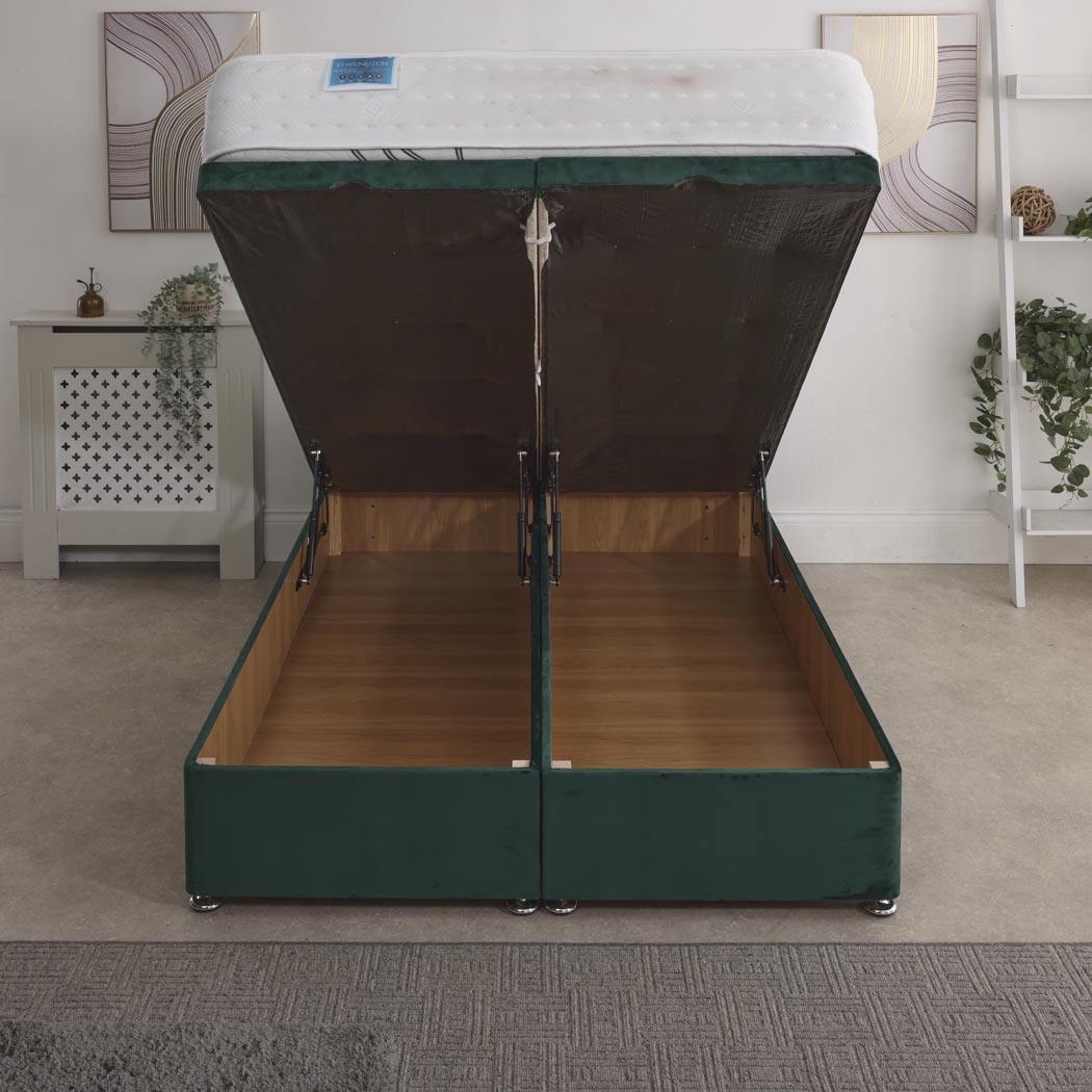 Kensington 1500 Pocket Sprung And Latex Ottoman End Lift Bed Set – front view, storage open