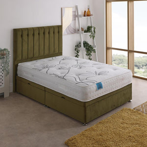 Kensington 1500 Pocket Sprung And Latex Ottoman Side Lift Bed Set – styled in a bedroom