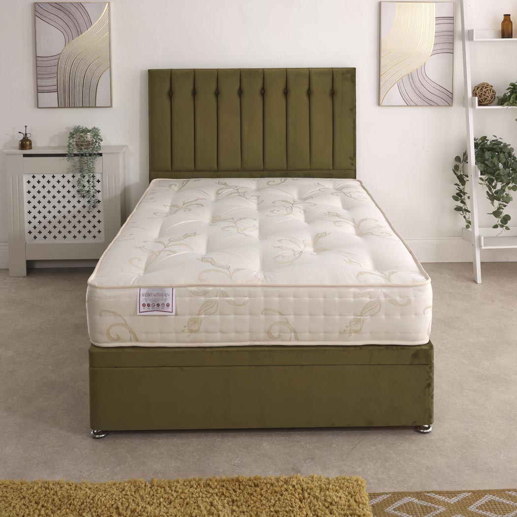 Korinthian 1000 Pocket Sprung Ottoman Side Lift Bed Set – front view, storage closed