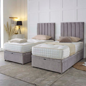 Luxury Hotel Zip and Link 1000 Pocket Sprung Intelligent Fibre Ottoman Divan Bed Set – styled in a bedroom