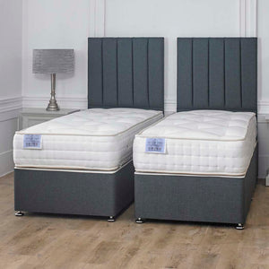 Luxury Hotel Zip and Link 1000 Pocket Sprung Intelligent Fibre Mattress – front view, styled in a bedroom