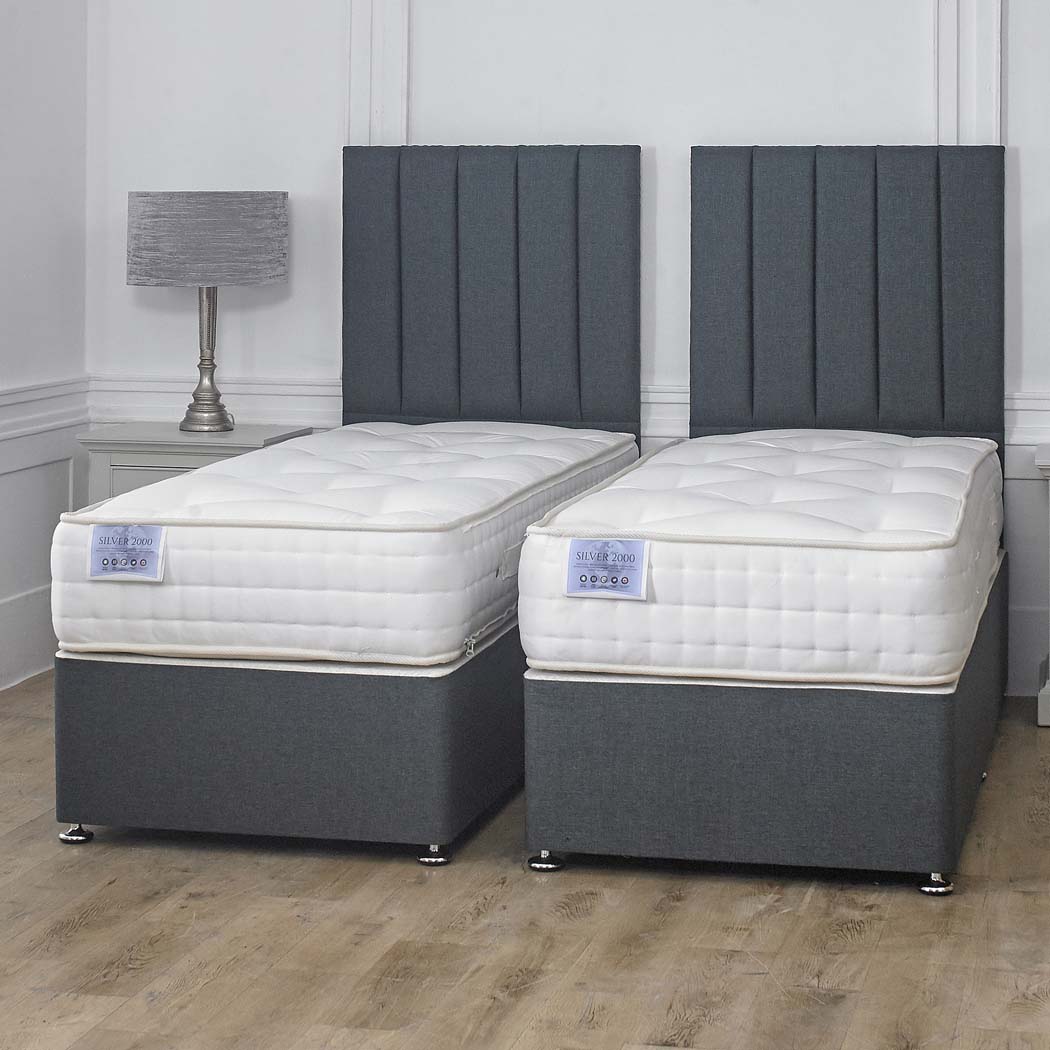 Luxury Hotel Zip and Link 1000 Pocket Sprung Intelligent Fibre Mattress – front view, styled in a bedroom