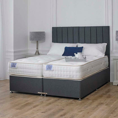 Luxury Hotel Zip and Link 1000 Pocket Sprung Intelligent Fibre Mattress – front view, styled in a bedroom