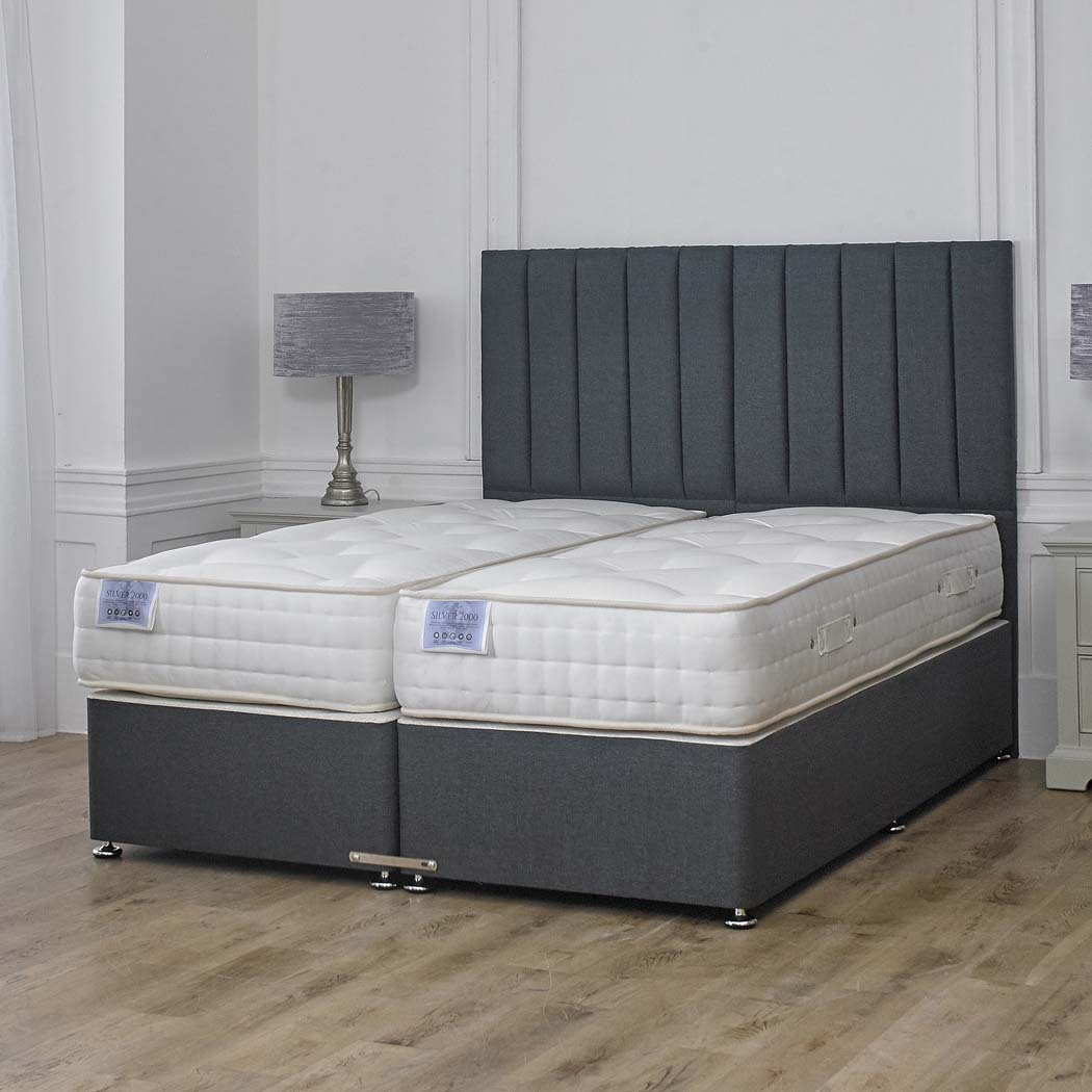 Luxury Hotel Zip and Link 5000 Pocket Sprung Intelligent Wool Divan Bed Set – zip-linked, styled in a bedroom