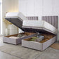 Luxury Hotel Zip and Link 1000 Pocket Sprung Intelligent Fibre Ottoman Divan Bed Set – angled view, storage open