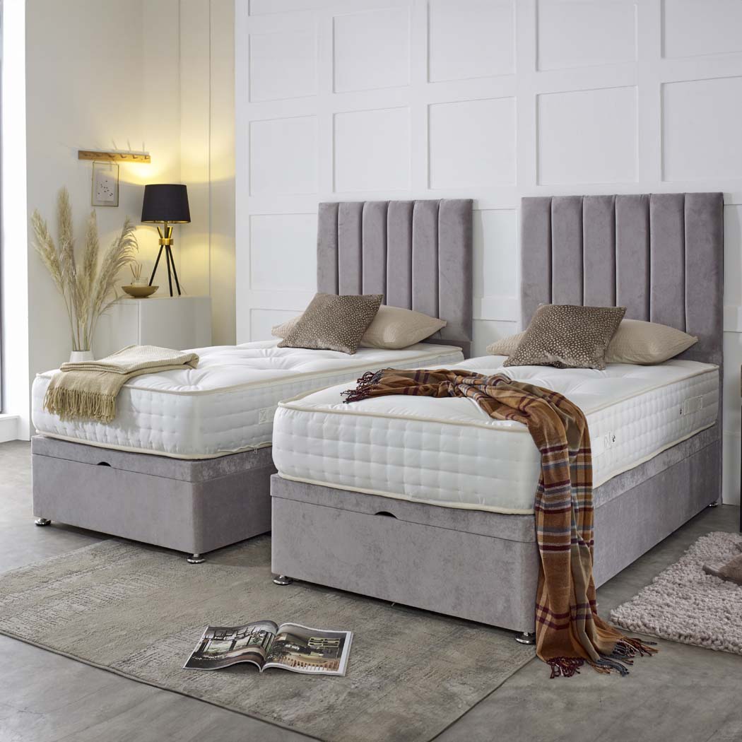 Luxury Hotel Zip and Link 3000 Pocket Sprung Intelligent Memory Ottoman Divan Bed Set – styled in a bedroom