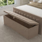 Malaga Fabric Upholstered Blanket Box – angled view, storage open