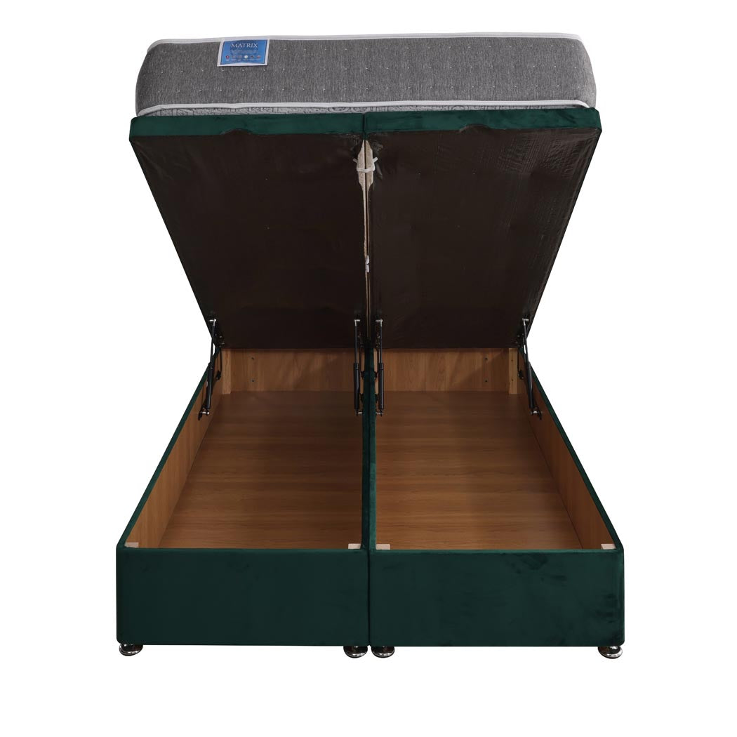 Matrix Dual Season 1000 Pocket Sprung Ottoman End Lift Bed Set – front view, storage open