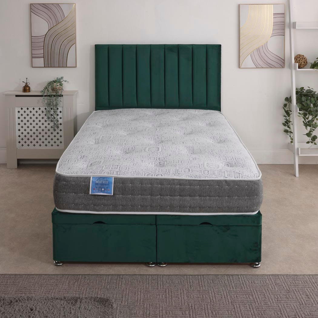 Matrix Dual Season 1000 Pocket Sprung Ottoman End Lift Bed Set – styled in a bedroom