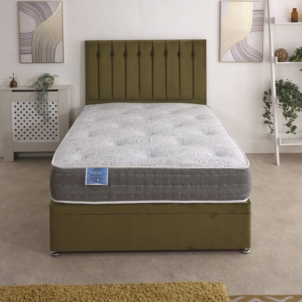 Matrix Dual Season 1000 Pocket Sprung Ottoman Side Lift Bed Set – front view, storage closed