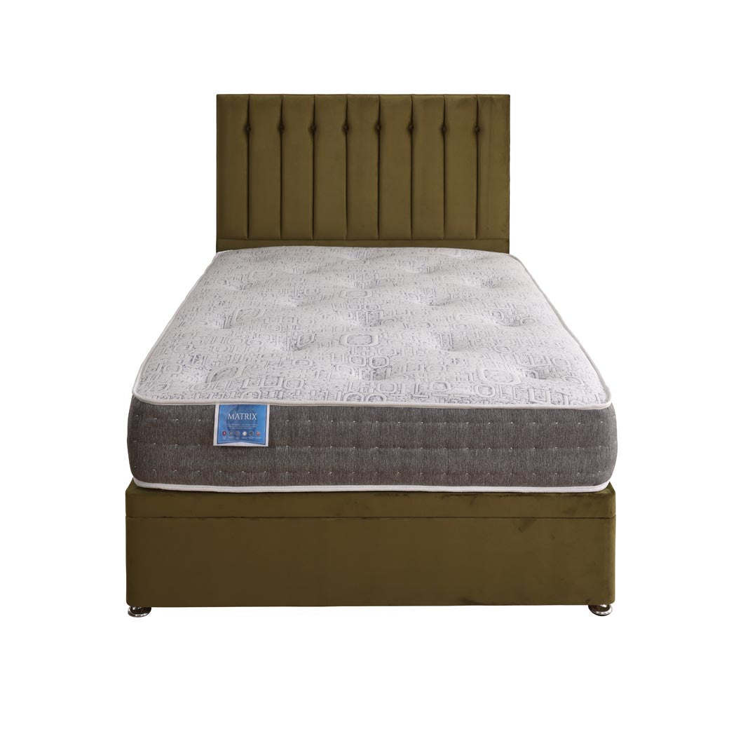 Matrix Dual Season 1000 Pocket Sprung Ottoman Side Lift Bed Set – front view, storage closed