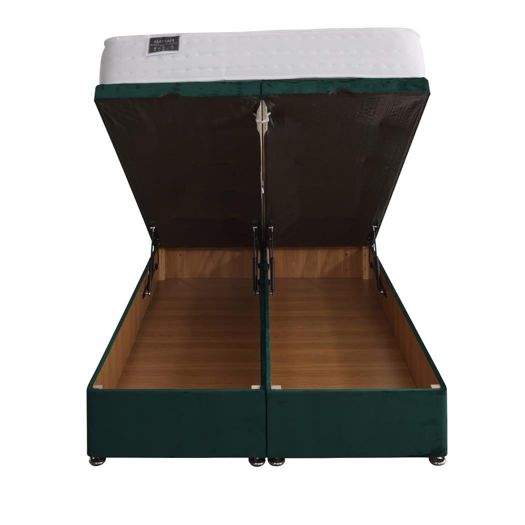 Mayfair 1000 Pocket Sprung Ottoman End Lift Bed Set – front view, storage open