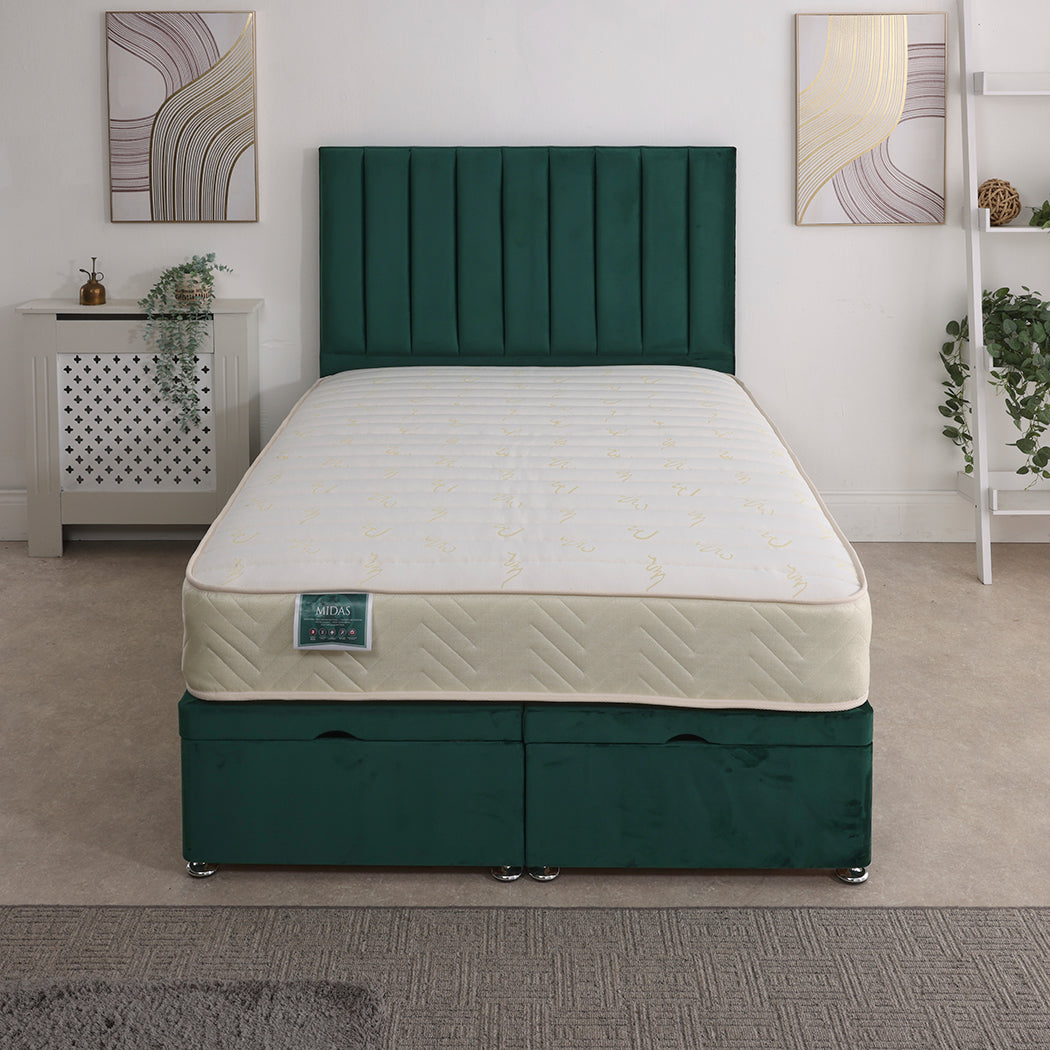 Midas Coil Sprung Ottoman End Lift Bed Set – front view