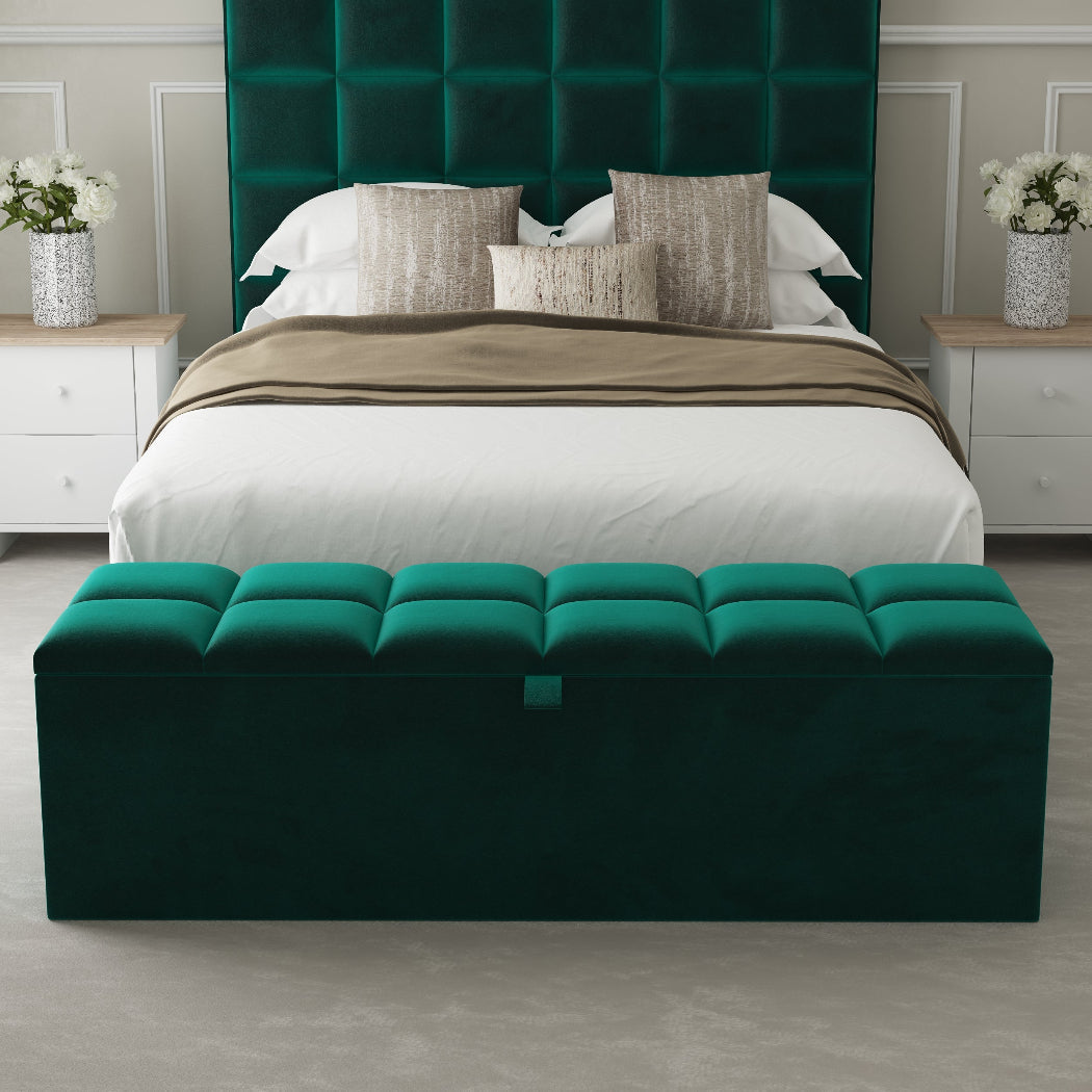 Milan Fabric Upholstered Blanket Box – styled in a bedroom