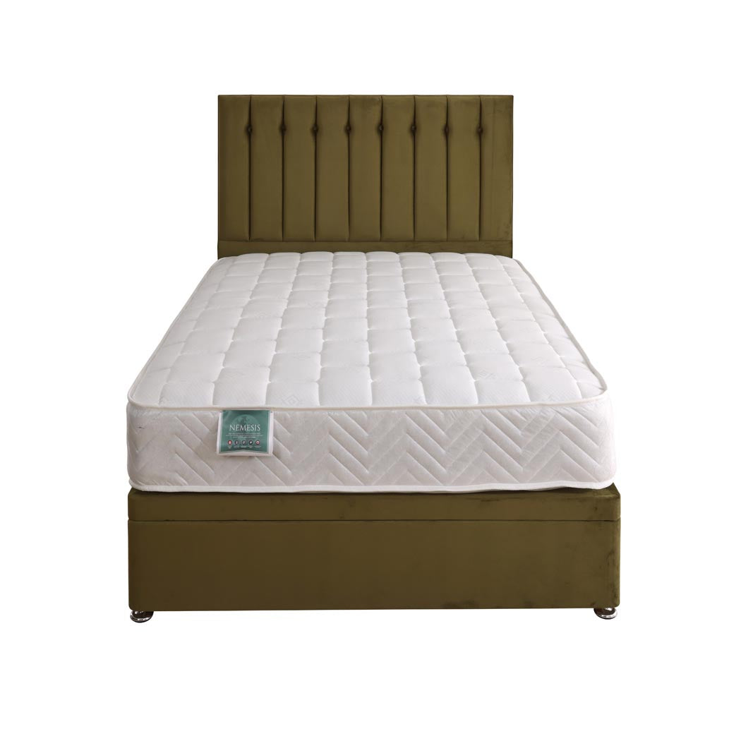 Nemesis Coil Sprung Ottoman Side Lift Bed Set – front view, storage closed
