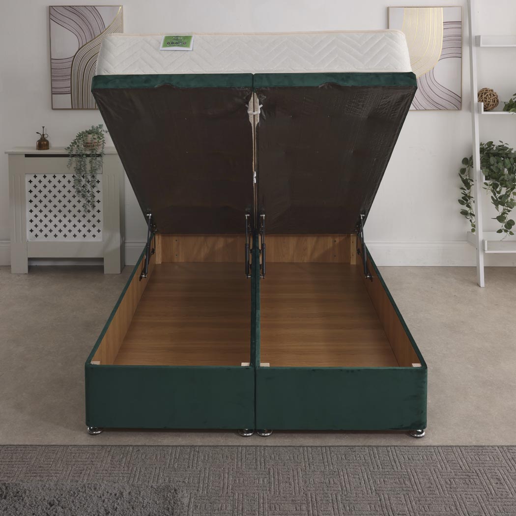 Nike Coil Sprung Ottoman End Lift Bed Set – rear view, storage open